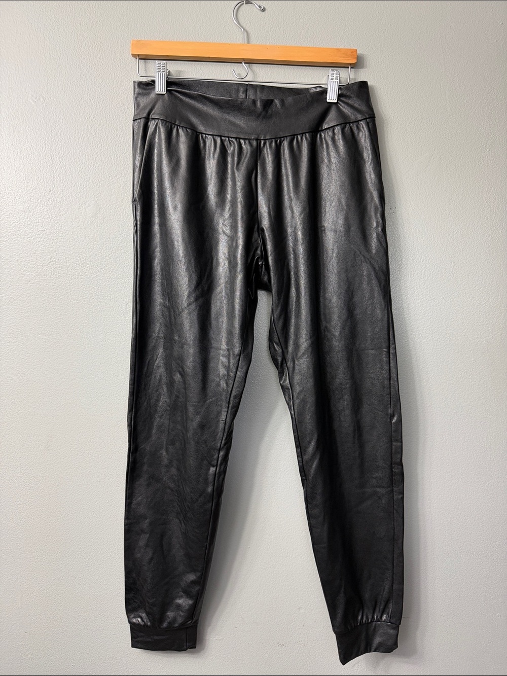 Commando Black Faux Leather joggers medium